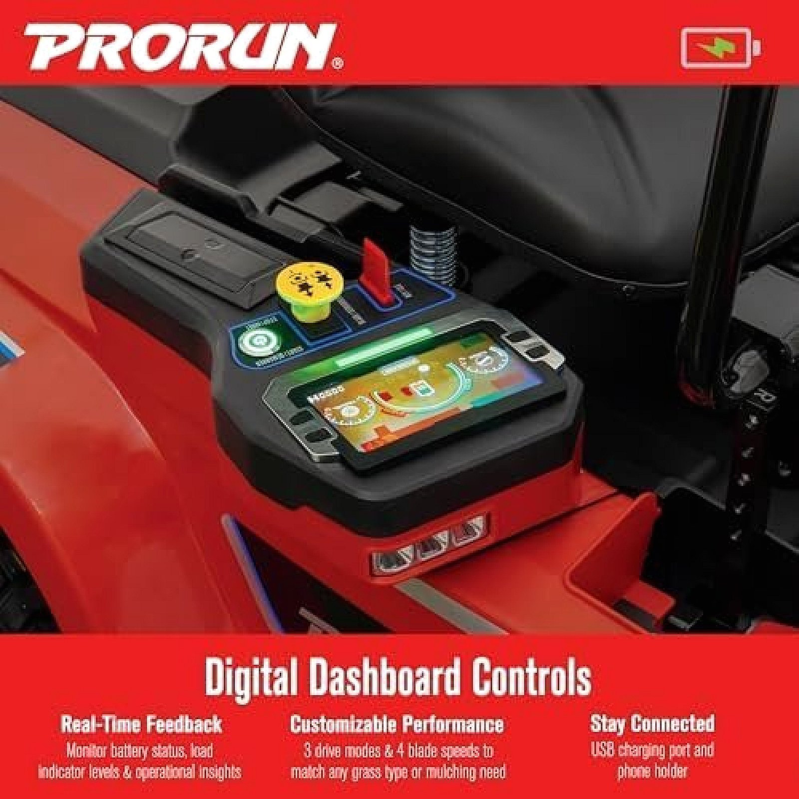 PRORUN PZT60V42 60V 42-inch Brushless Electric Zero Turn Riding Lawn Mower - Image 4