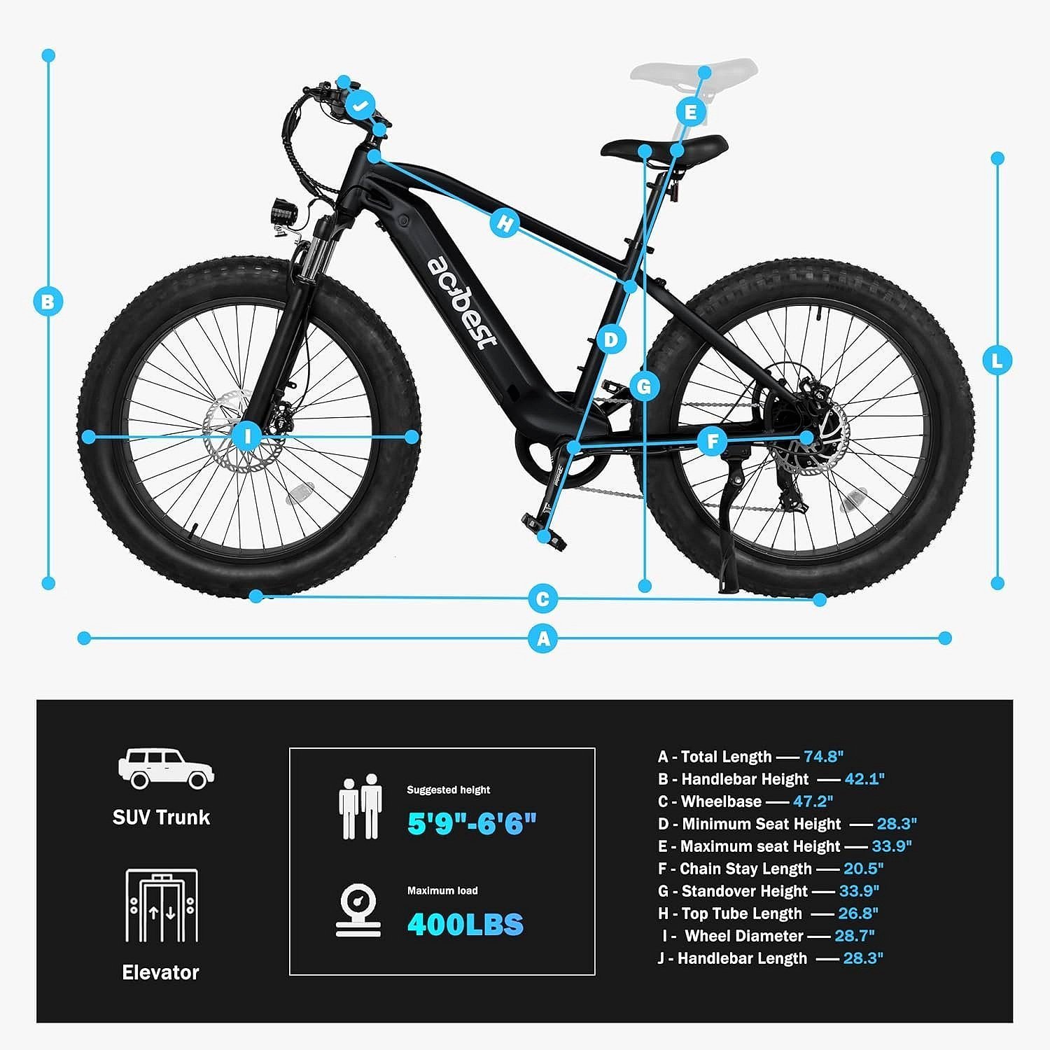 ACTBEST Ranger All-Terrain Electric Mountain Bike, 1400W Peak Motor, 65-Mile Range, 26×4 Inch Fat Tires - Image 2