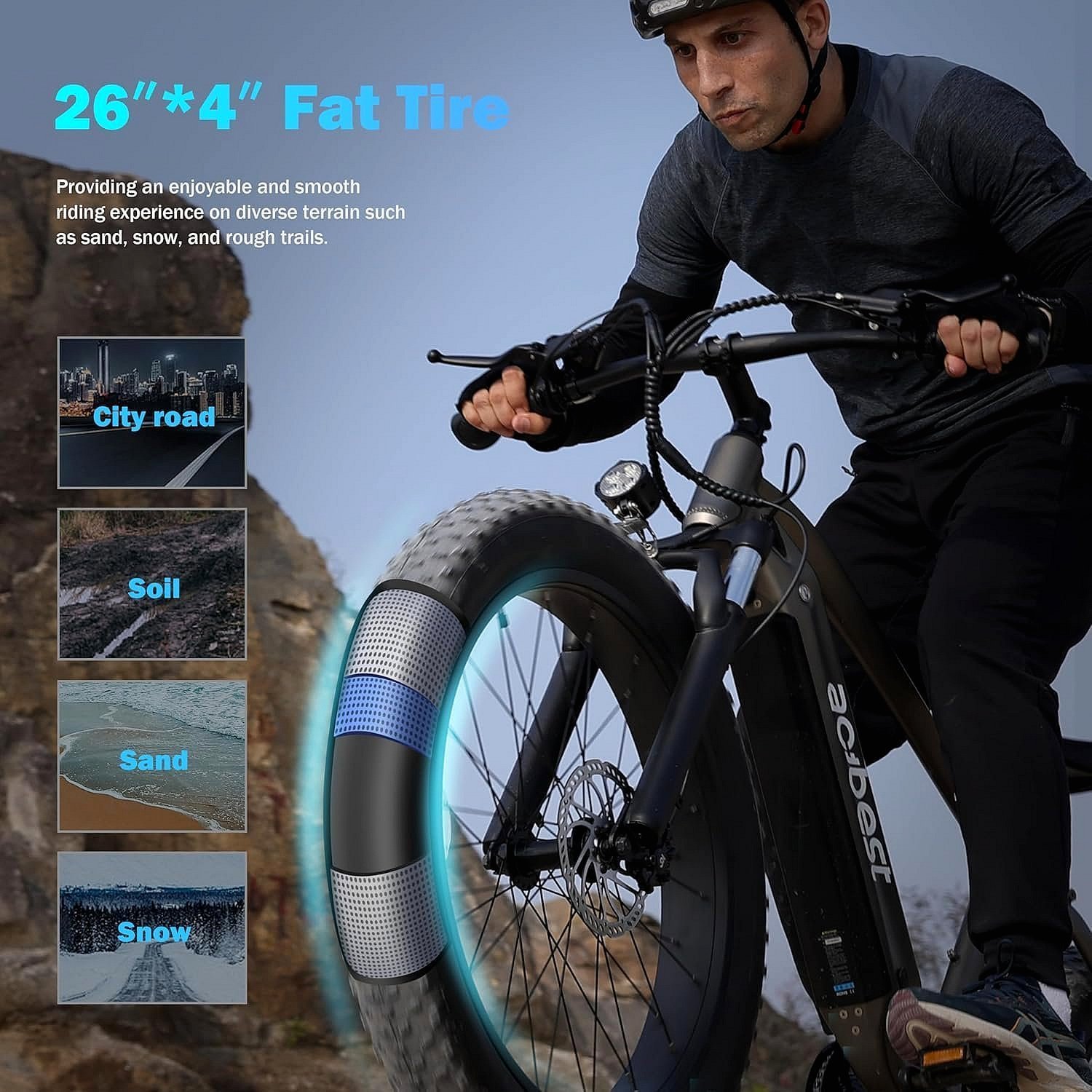 ACTBEST Ranger All-Terrain Electric Mountain Bike, 1400W Peak Motor, 65-Mile Range, 26×4 Inch Fat Tires - Image 4