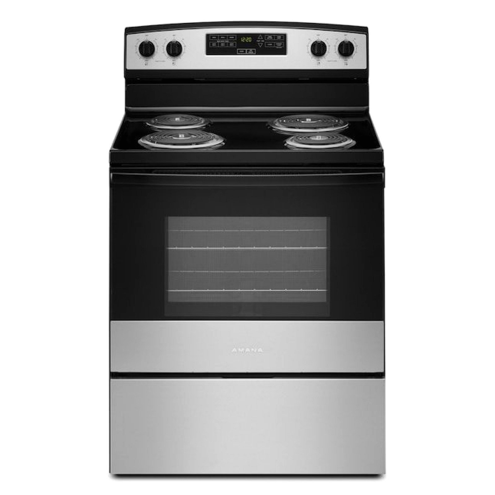 Amana 30-Inch 4.8 Cu. Ft. Freestanding Electric Range, Stainless Steel