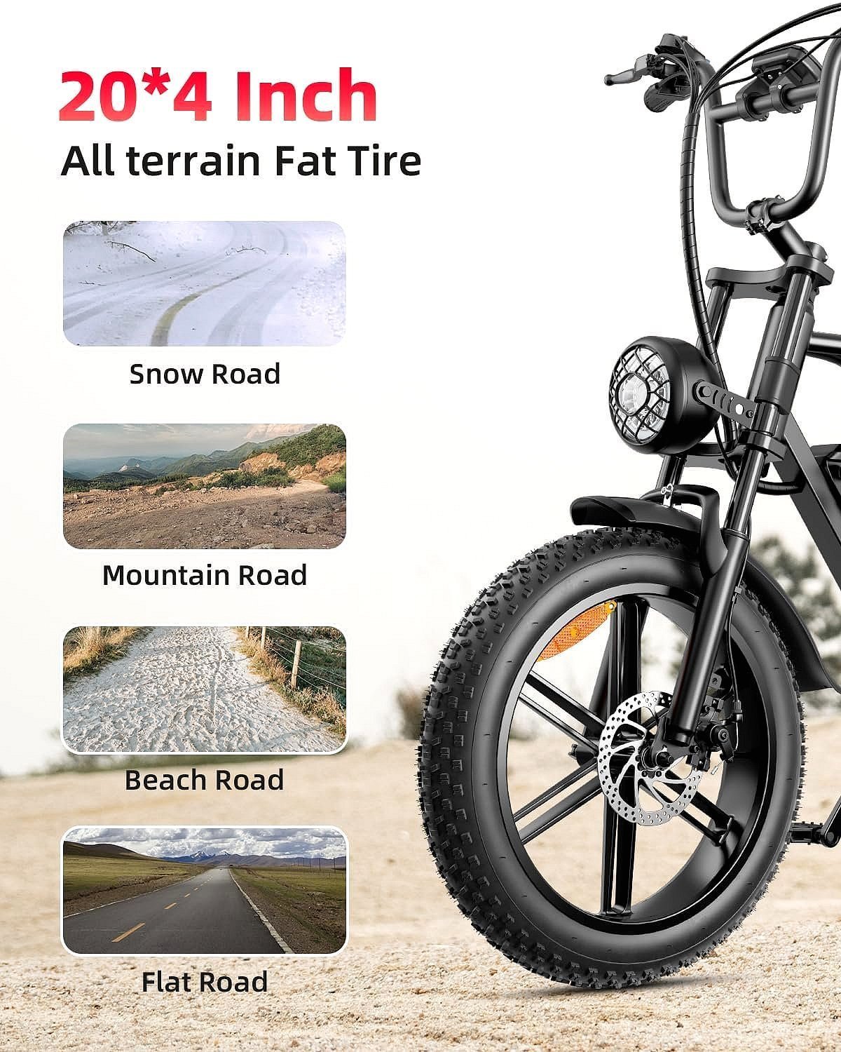 AMYET V9-G60 Peak Fat Tire Electric Bike for Adults, 1500W Motor, 32 MPH - Image 3