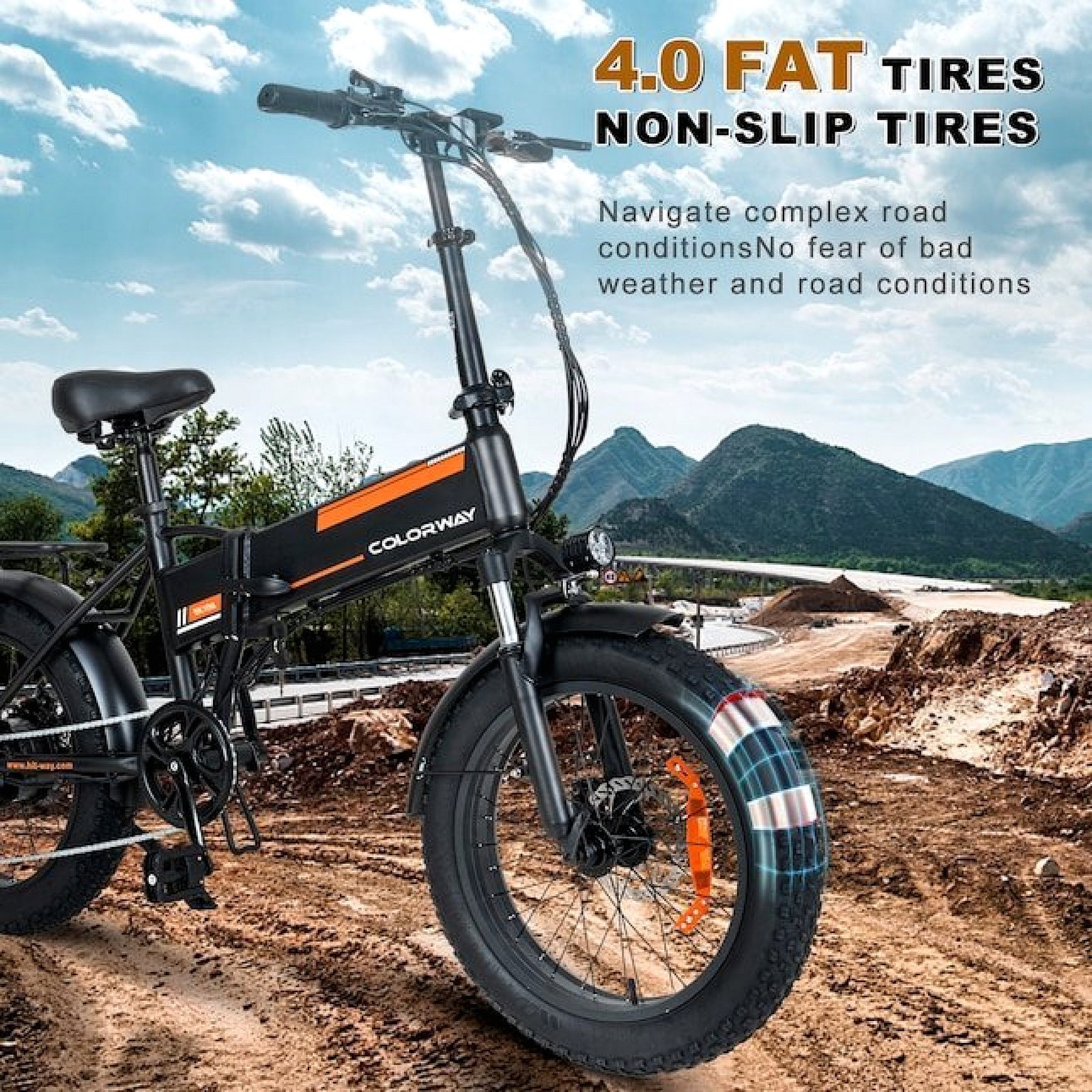 Colorway Orange 750W Fat Tire Electric Bike - Image 3