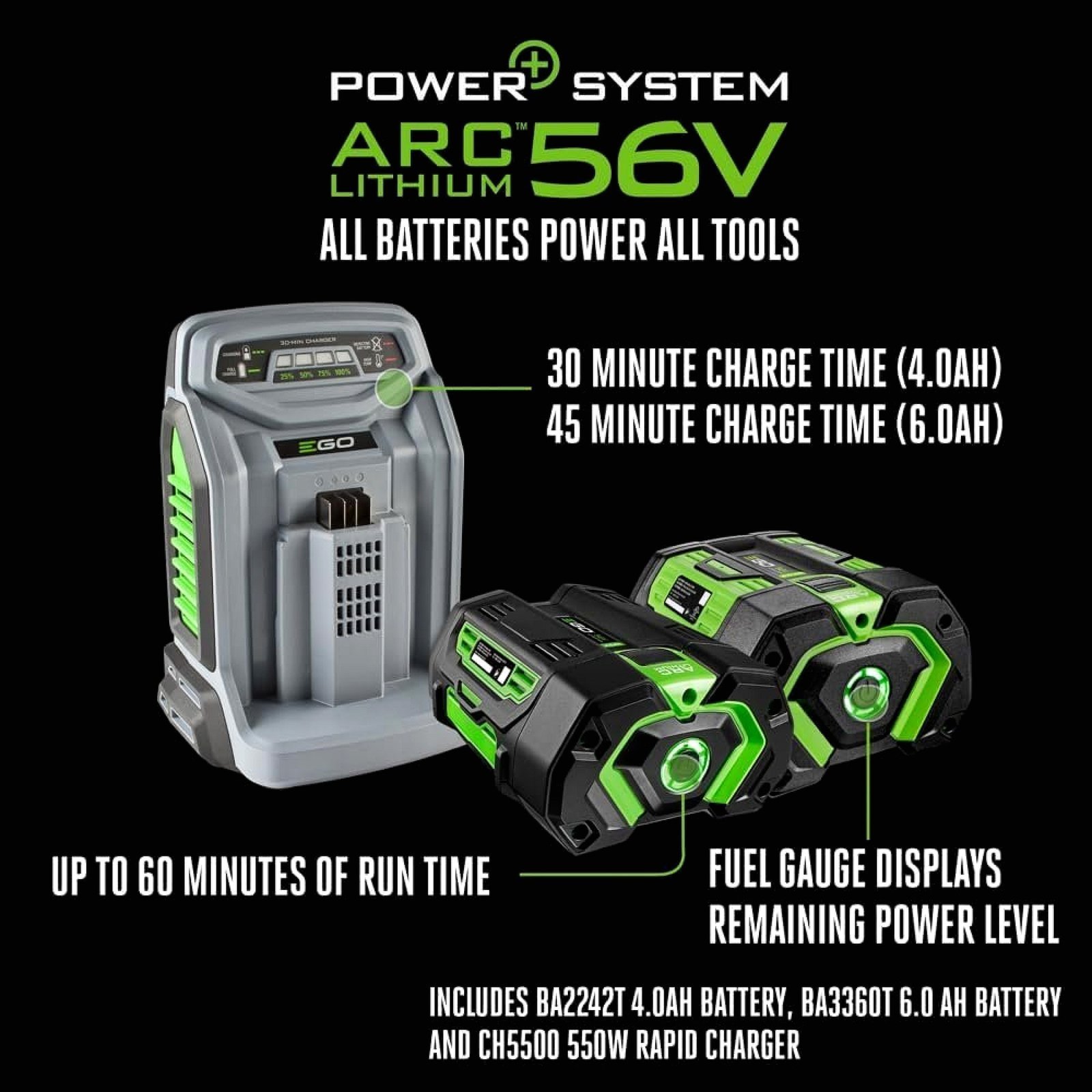 EGO POWER+ 21-Inch 56V Self-Propelled Electric Lawn Mower with Touch Drive, 4.0Ah & 6.0Ah Batteries, and Charger - Image 2