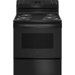 GE 30 Inch Freestanding Electric Range with Self-Clean Oven, Black (JB256DMBB)