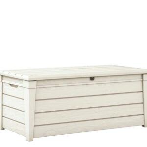 Keter Brightwood 120 Gallon Outdoor Storage Deck Box – White