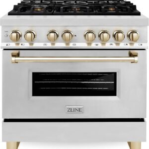 ZLINE Autograph Edition 36 Inch 4.6 Cu. Ft. Dual Fuel Range with Gold Accents, RAZ-36-G