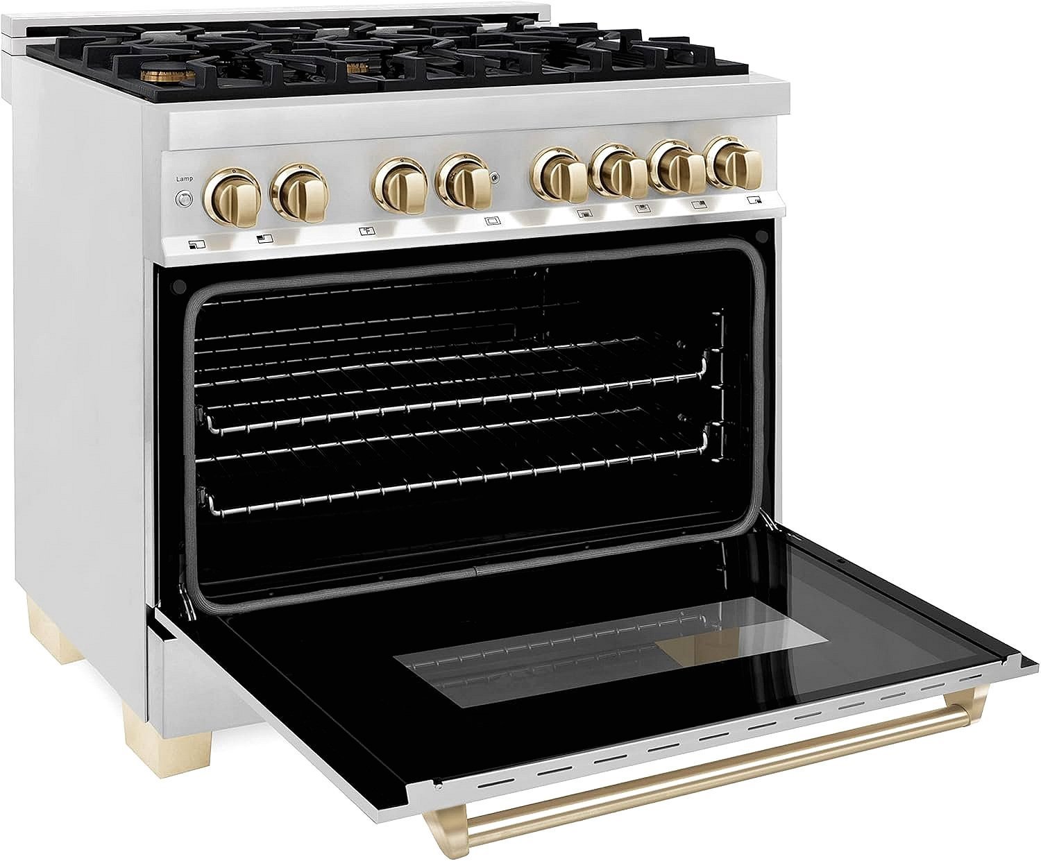 ZLINE Autograph Edition 36 Inch 4.6 Cu. Ft. Dual Fuel Range with Gold Accents, RAZ-36-G - Image 4