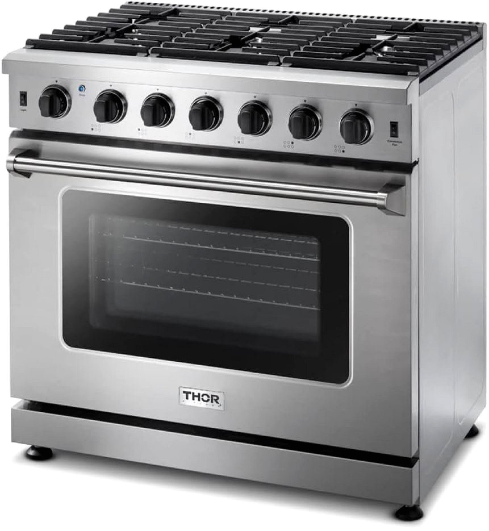 Thor Kitchen LRG3601U 36-Inch Professional Freestanding Gas Range with Convection Oven, Stainless Steel - Image 6