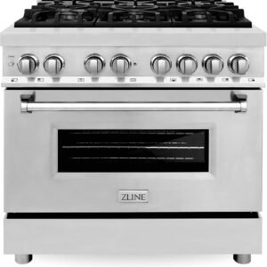 ZLINE 36 in. 4.6 cu. ft. Legacy Dual Fuel Range with 6 Burner Gas Cooktop and Electric Convection Oven in Stainless Steel (RA36)