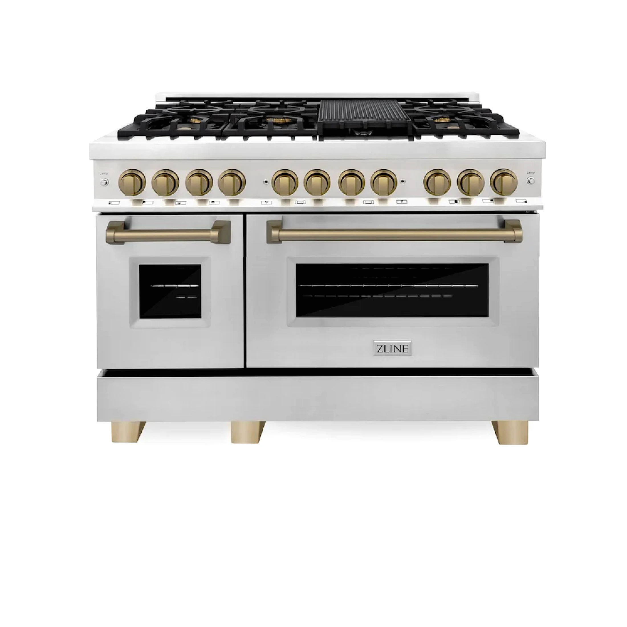 ZLINE Autograph Edition 48″ 6.0 cu. ft. Dual Fuel Range with Gas Cooktop and Electric Oven, Champagne Bronze Accents - Image 3