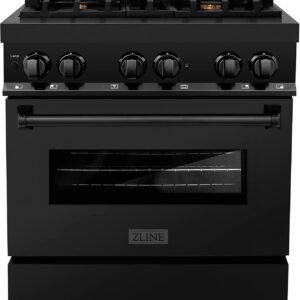 ZLINE Legacy 30-inch 4.0 Cu. Ft. Dual Fuel Range with Brass Burners, Black Stainless Steel (RAB-BR-30)