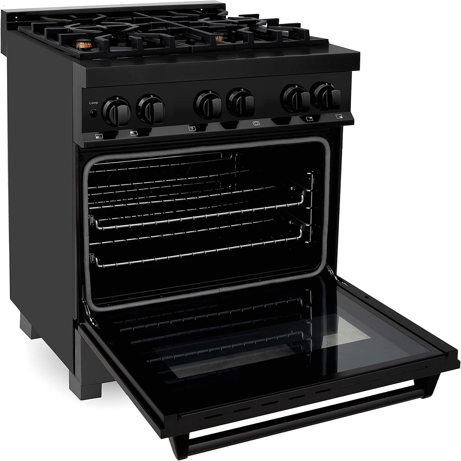 ZLINE Legacy 30-inch 4.0 Cu. Ft. Dual Fuel Range with Brass Burners, Black Stainless Steel (RAB-BR-30) - Image 2