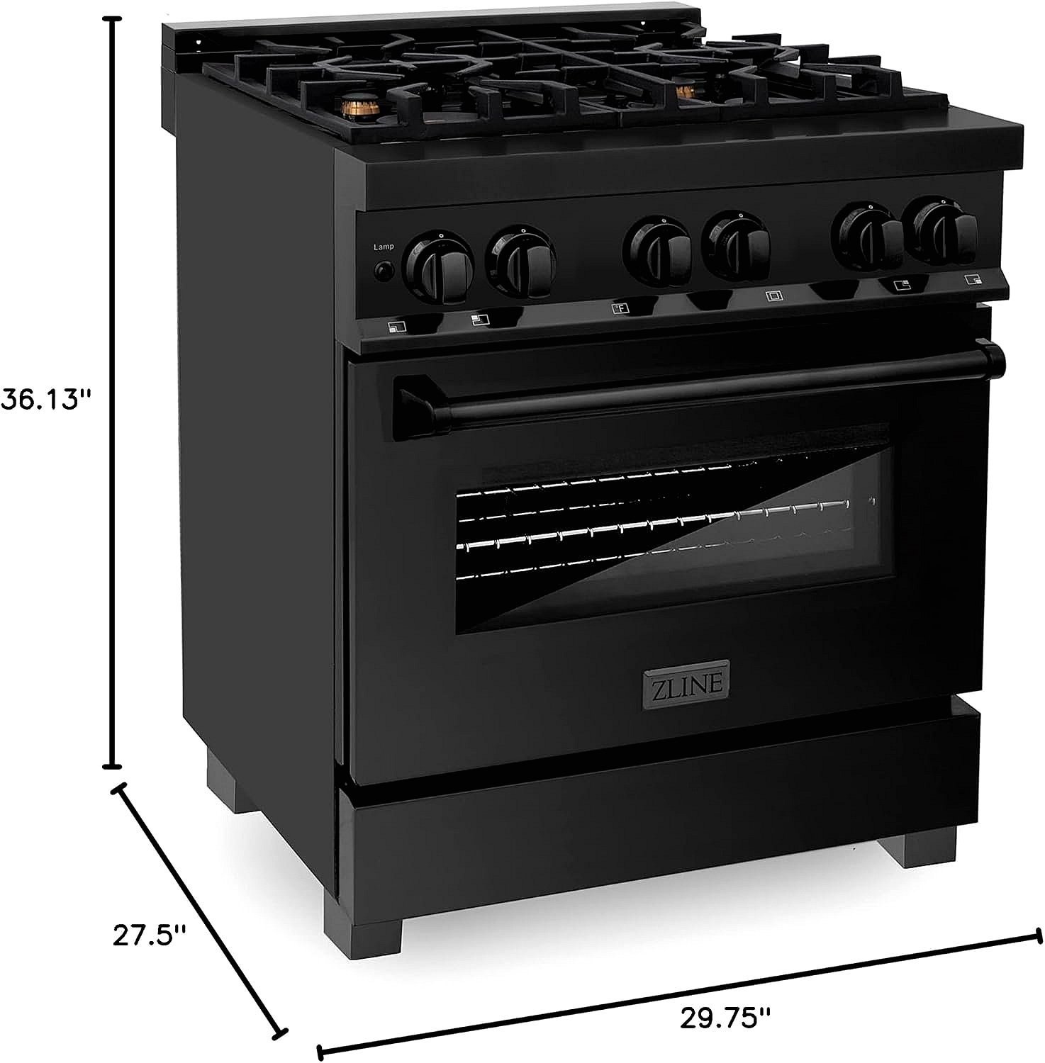 ZLINE Legacy 30-inch 4.0 Cu. Ft. Dual Fuel Range with Brass Burners, Black Stainless Steel (RAB-BR-30) - Image 7